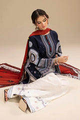 Dhanak-3PC Embroidered Shirt with Digital Printed Wool Shawl