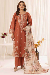 Mohagni 3PC Embroidered Lawn Suit with Digital Printed Diamond Dupatta