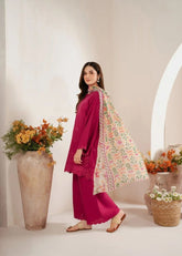 Chikankari Lawn 3PC Embroidered Suit with Digital Diamond Duppatta