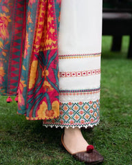 Luxury 3PC Embroidered Airjet Lawn Suit with Digital Zari Diamond Dupatta