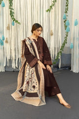 Asling 3PC Embroidered Lawn Suit with Digital Printed Diamond Dupatta