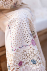 (Qalamkar) 3PC Embroidered Lawn Suit with Heavy Embroidered Organza Dupatta