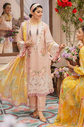 3 Piece Unstitched Heavy Embroidered Chickan Kari Lawn Suit ( Printed Silk Dupatta )