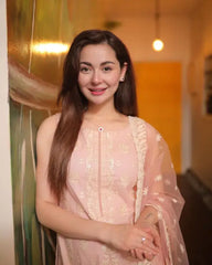 3 Piece Unstitched Heavy Embroidered Lawn Suit ( Fully Embroidered Organza Dupatta )