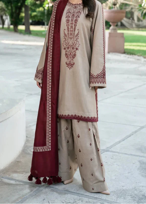 3 Piece - Unstitched Dhanak Suit Embroidered Suit With Digital Dhanak  Shawl