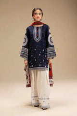 Dhanak-3PC Embroidered Shirt with Digital Printed Wool Shawl