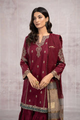 Maria B 3PC Embroidered Suit with Digital Printed Diamond Dupatta