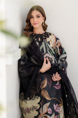 Baroque 3PC Printed Lawn Suit with 4-Sided Lace Chiffon Dupatta & Embroidered Organza Patches