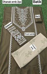 2-PIECE DHANAK EMBROIDERED UN-STITICHED SUIT