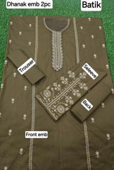 2-PIECE DHANAK EMBROIDERED UN-STITICHED SUIT