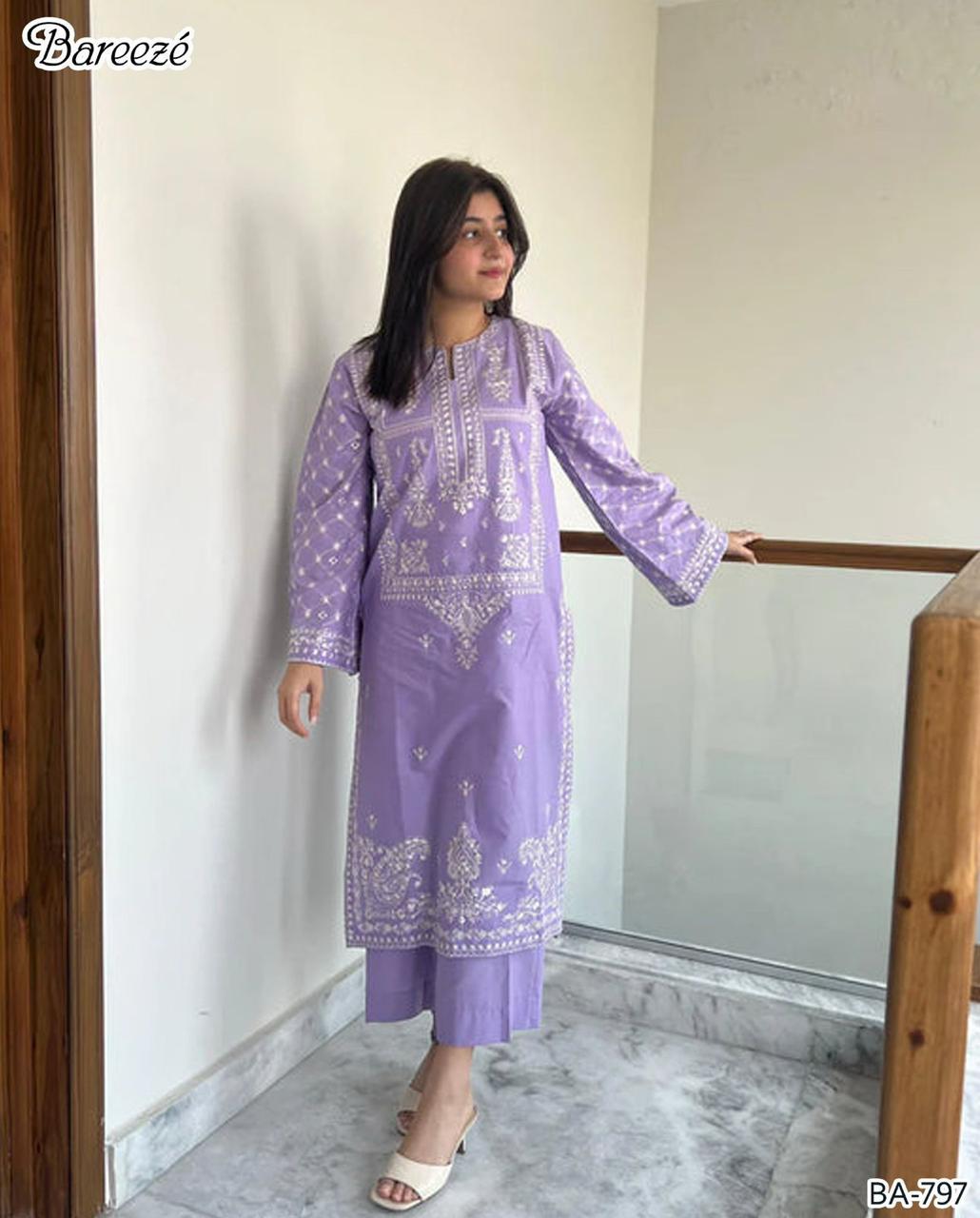 2-PIECE DHANAK EMBROIDERED UN-STITICHED SUIT