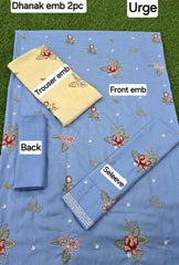 2-PIECE DHANAK EMBROIDERED UN-STITICHED SUIT