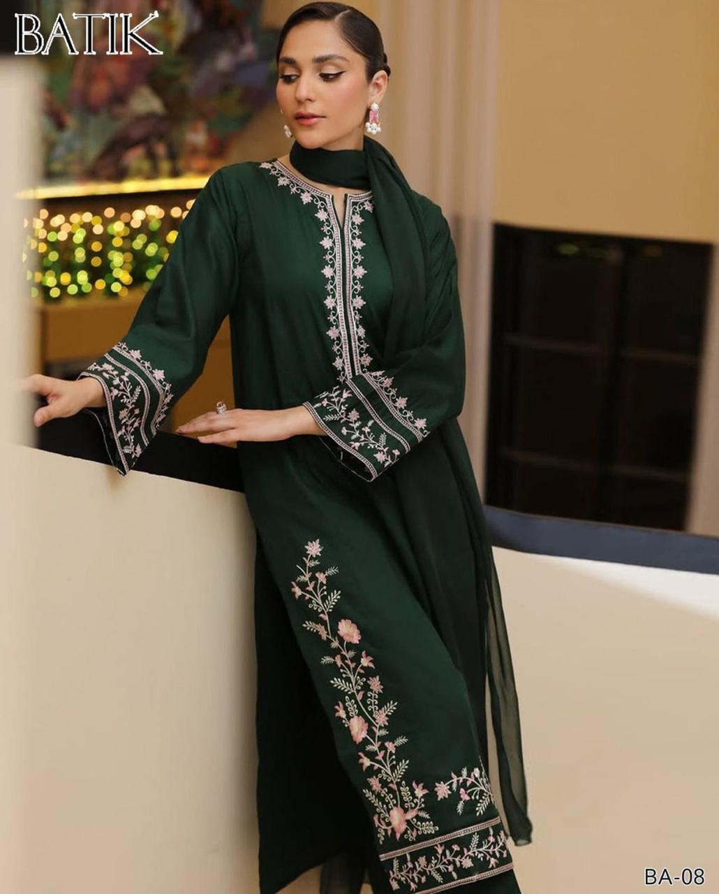 2-PIECE DHANAK EMBROIDERED UN-STITICHED SUIT