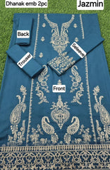 2-PIECE DHANAK EMBROIDERED UN-STITICHED SUIT