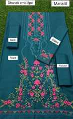 2-PIECE DHANAK EMBROIDERED UN-STITICHED SUIT