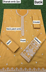 2-PIECE DHANAK EMBROIDERED UN-STITICHED SUIT