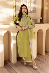 Airjet lawn 3PC Embroidered Suit with Bamber Chiffon Dupatta