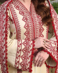 DHANAK-3PC Embroidered Shirt with Digital Printed Shawl New Skin