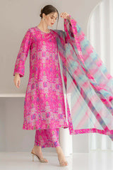 3 Piece Unstitched Digital Printed Lawn Suit ( Fine Printed Silk Dupatta )