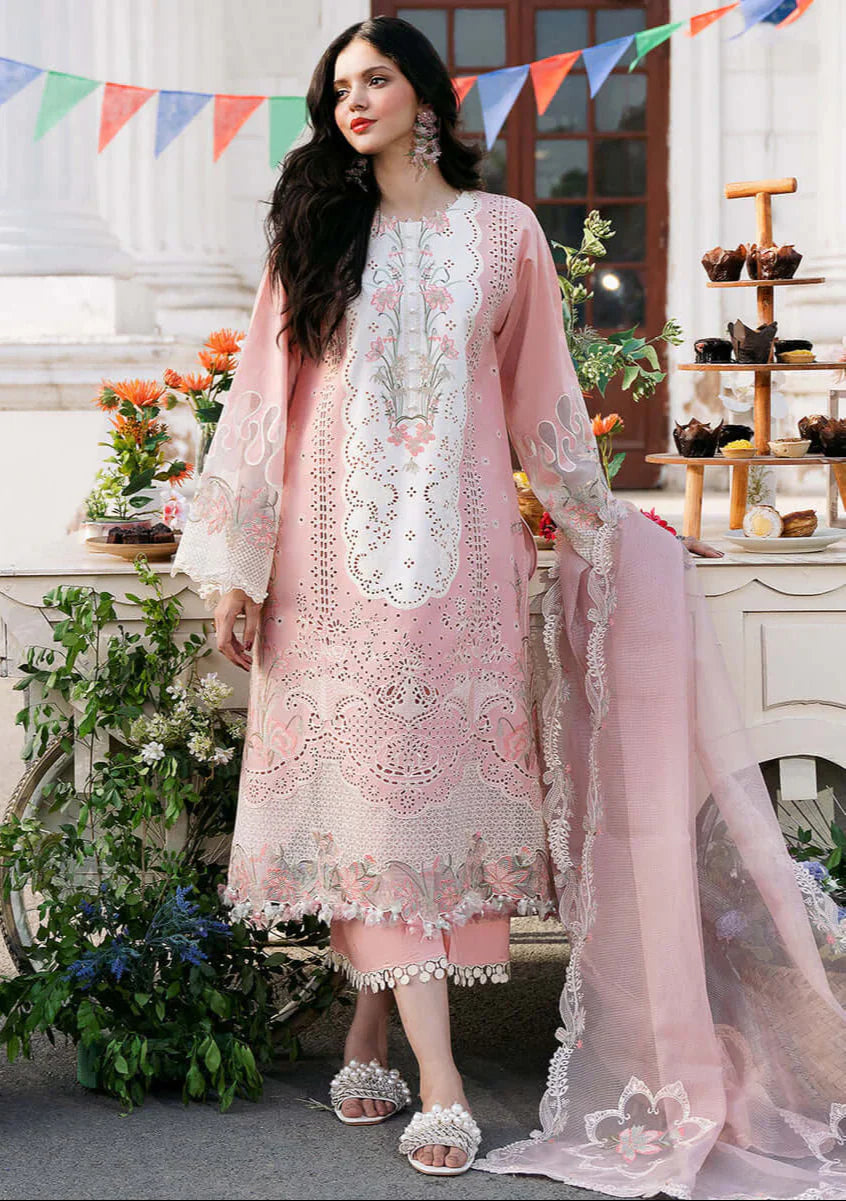 Allow To Parcel 3 Piece Unstitched Heavy Embroidered Chickan Kari Lawn Suit ( Full Embroidered Organza Dupatta )
